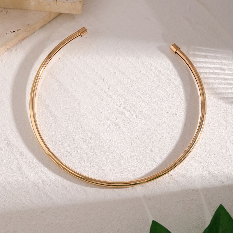 Colar de nicho com corrente de clavícula, minimalista, banhado a ouro, anel circular liso, gargantilha estilo frio_voghion.com