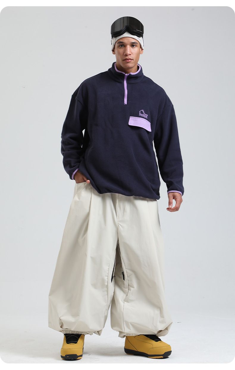 Pantalon de ski unisexe imperméable pour le ski et les sports d'hiver en extérieur - Coupe-vent et respirant avec coupe ajustable (Noir, Beige, Marron, Rose)_voghion.com