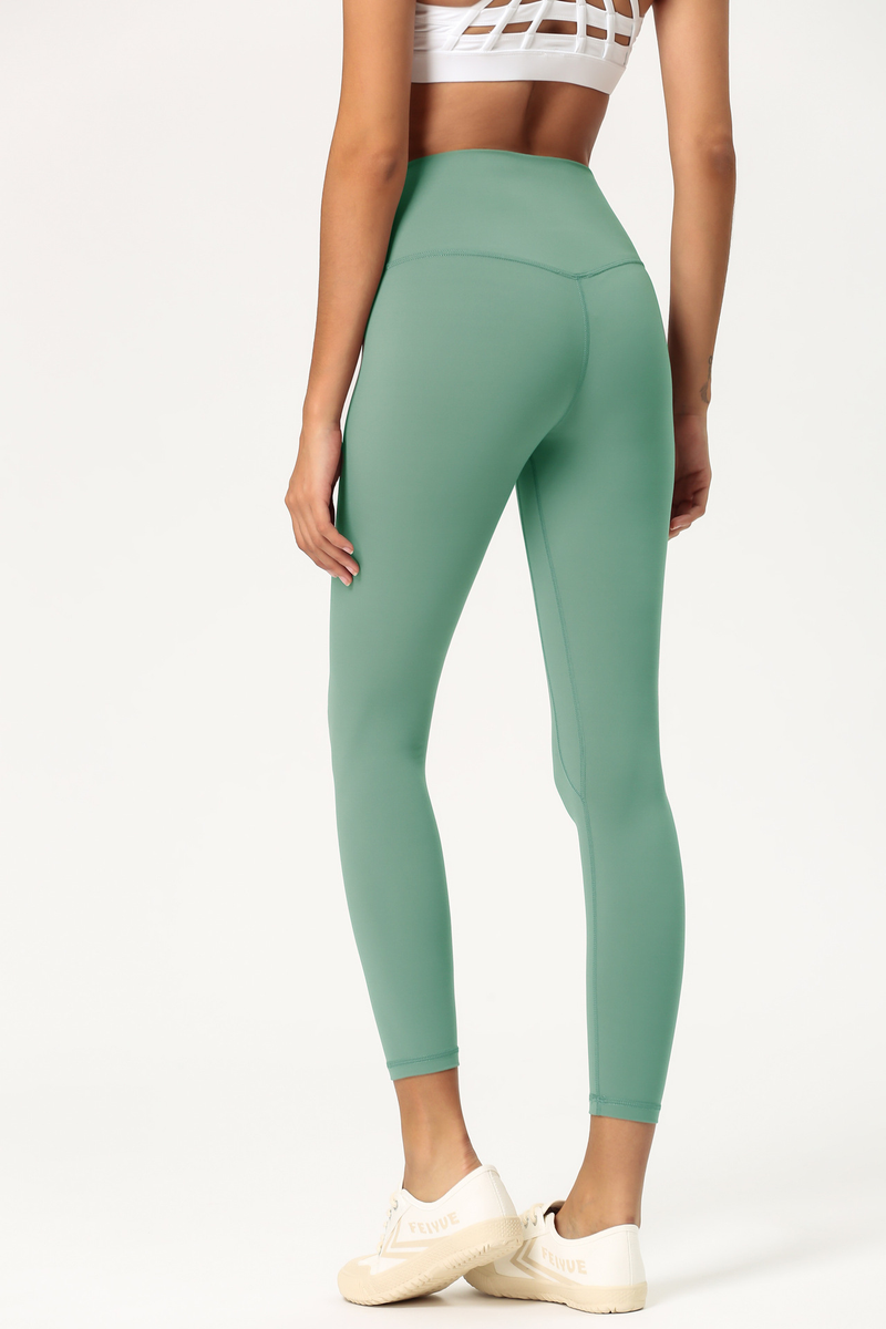 vvcx 2025s New Double-Sided Brushed For Women, Skin-Friendly Naked Feel, Nine-Tenths Length, High Waist, Hip-Lifting Yoga Pants_voghion.com