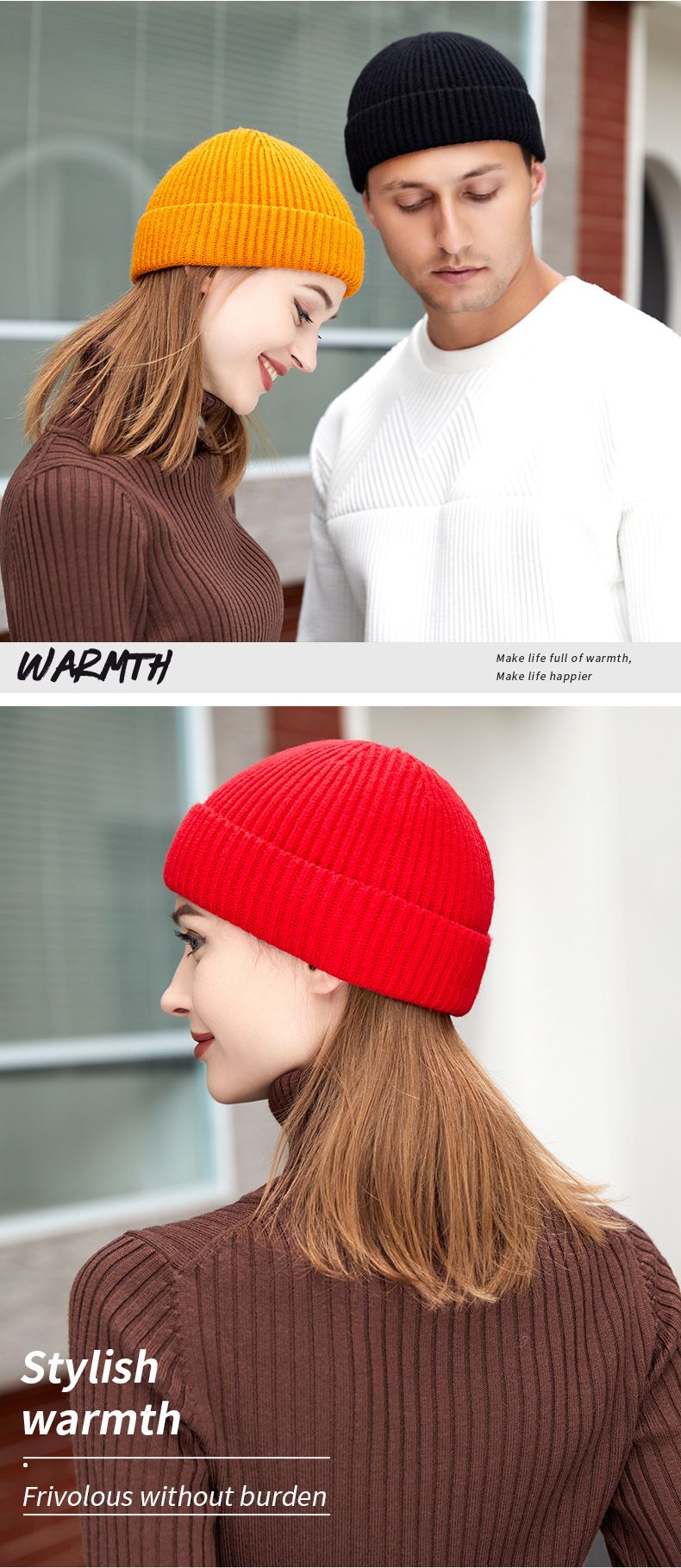 Unisex Knit melon skin hats Men's and women's warm woolen hats over cold hats Hip hop hats show small faces_voghion.com