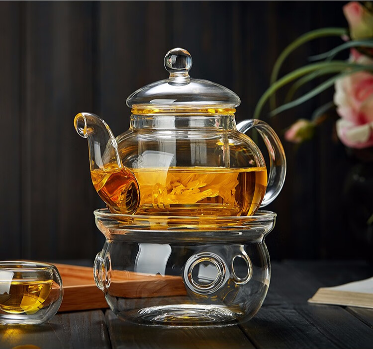 Tetera de vidrio resistente al calor de 400 ml/1000 ml, tetera de flores, juego de té de kung fu, colador de té, infusor, tetera de cebada Puer-Oolong._voghion.com