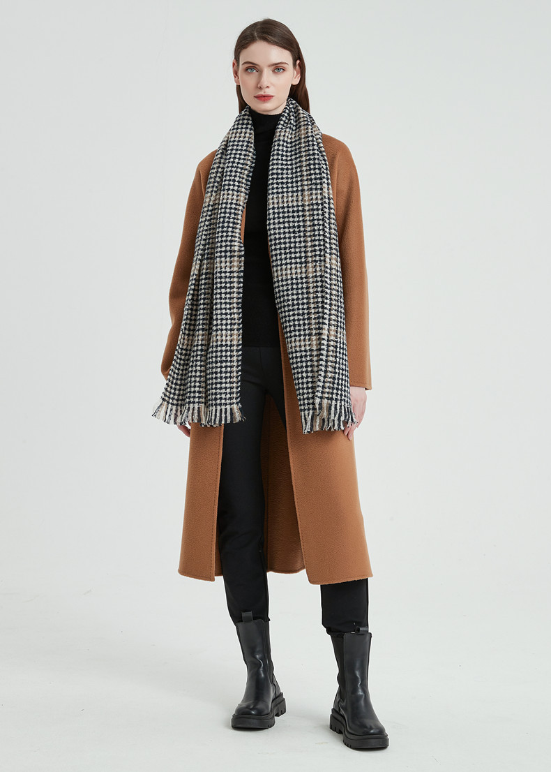Damenschals Retro-Schal mit kleinem Muster für Damen, Winterversion, modischer Schal, warmer Schal_voghion.com