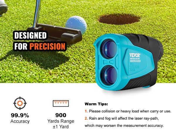 VEVOR Golf Rangefinder, 900 Yards Laser Golfing Hunting Range Finder, 6X Magnification Distance Measuring, Golfing Accessory With External Magnet Mount, High-Precision Flag Lock, Slope, And Batteries_voghion.com