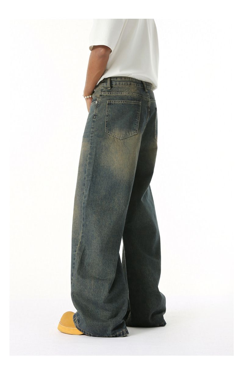 EF JEANS | 2025 Spring New Hong Kong Style Fashion Old Retro Casual Versatile Drape Floor Mopping Jeans_voghion.com