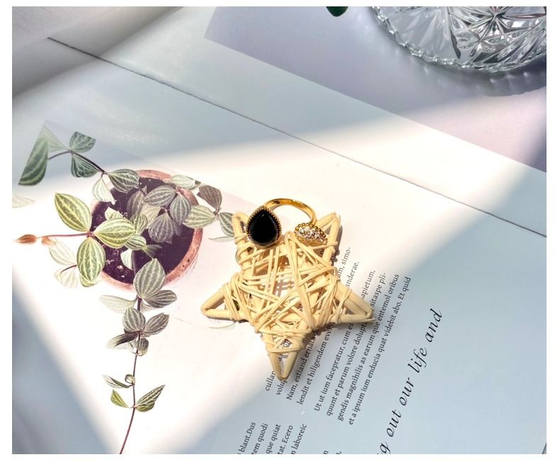 Damenschmuck Offener Diamant Natürlicher Achat Weißer Perlmutt Wassertropfenring_voghion.com