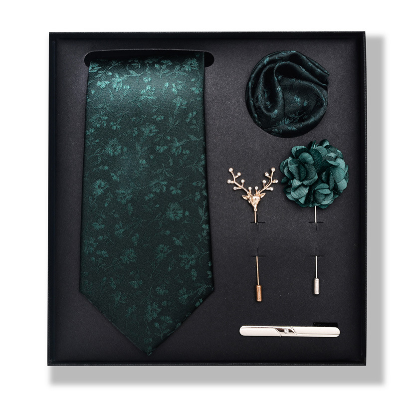 Set da uomo alla moda in tinta unita a righe con anacardi, confezione regalo da 6 pezzi, set con corsetto con fermacravatta e sciarpa quadrata_voghion.com