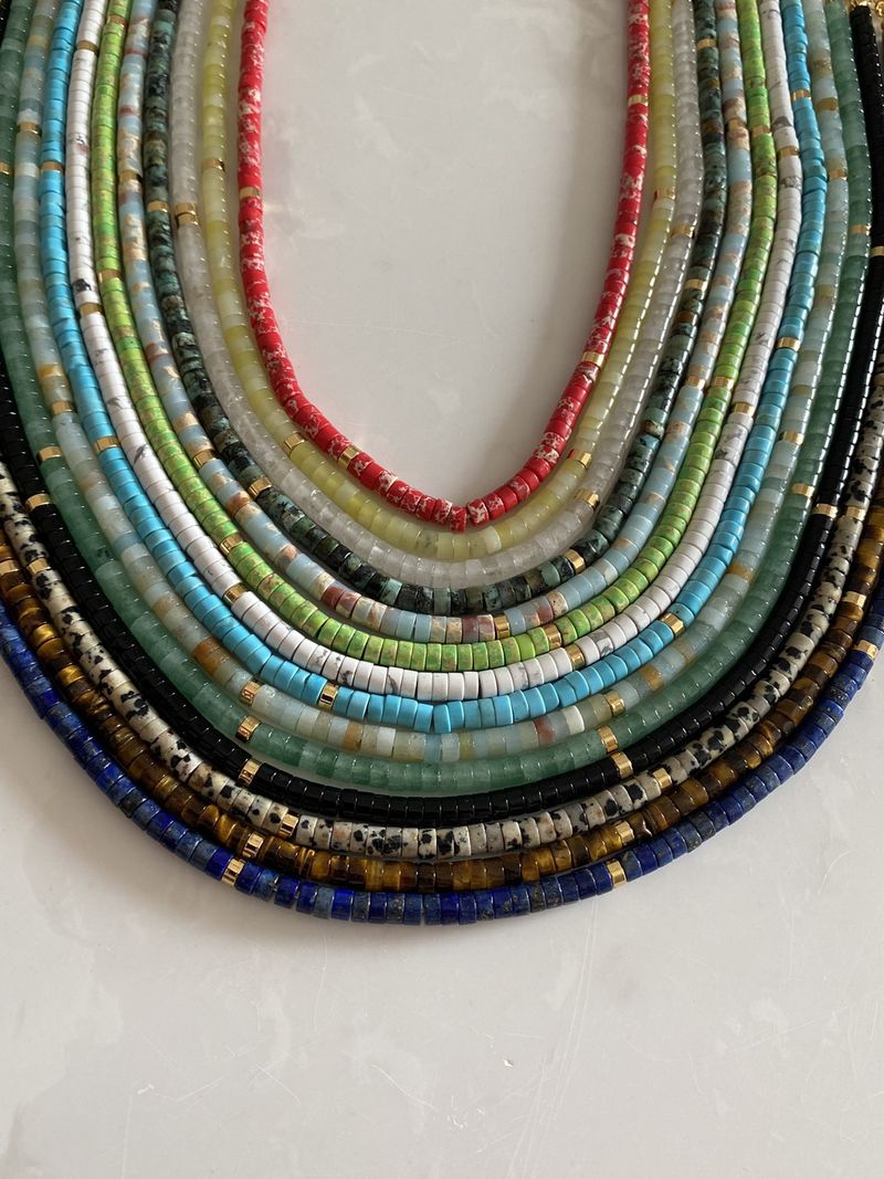 Collana con ciondolo in lapislazzuli naturale greco, perline, semplice collana in ossidiana europea e americana, pietra di diaspro turchese di alta qualità_voghion.com