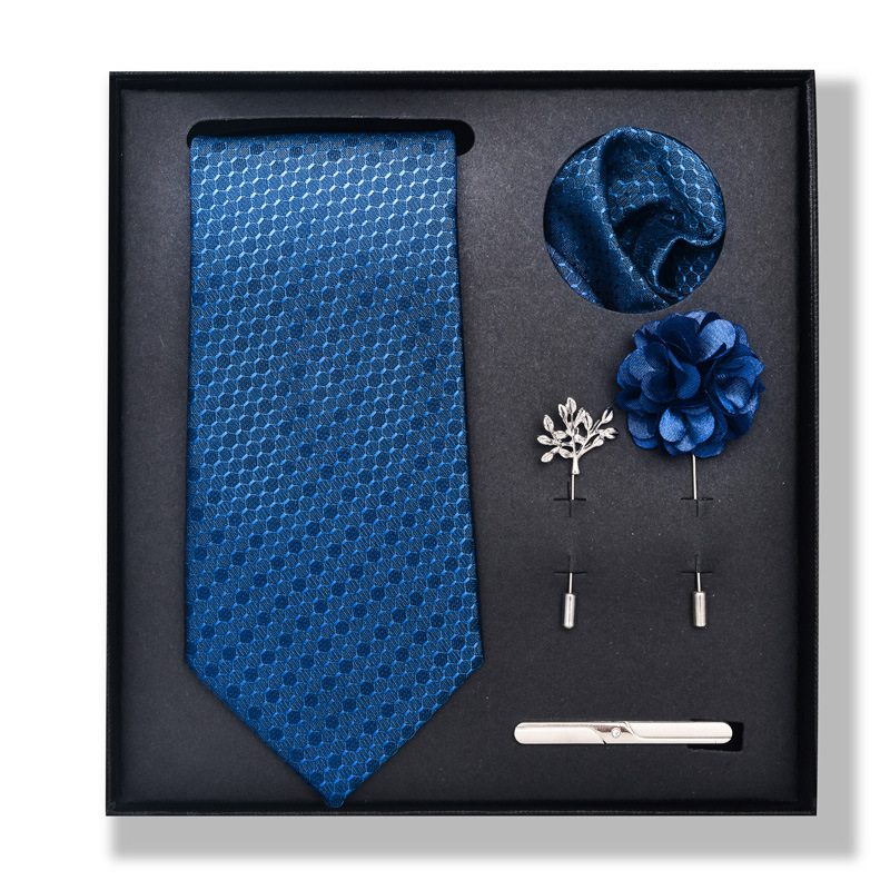 Set da uomo alla moda in tinta unita a righe con anacardi, confezione regalo da 6 pezzi, set con corsetto con fermacravatta e sciarpa quadrata_voghion.com