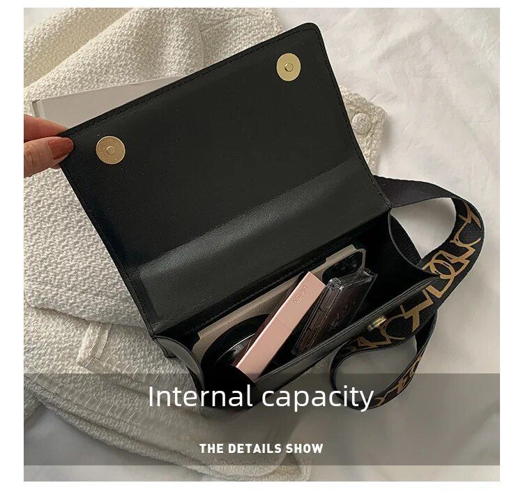 2024 neue einfache lässige Handtasche modische Retro personalisierte breite Schultergurt einzelne Schultertasche modische dicke Kette kleine Tasche_voghion.com