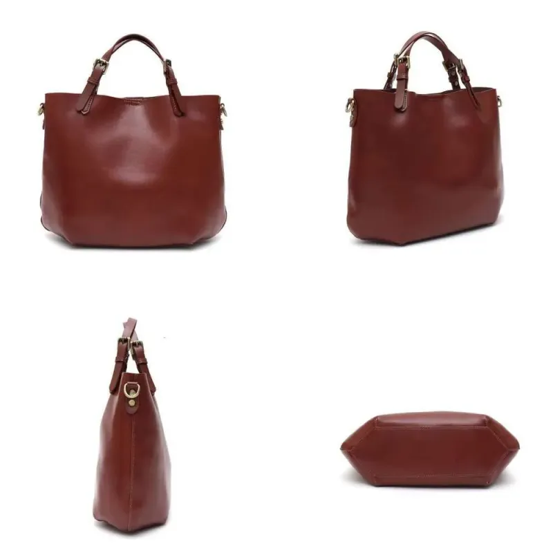 High Quality Designer Bags Women Vintage Elegant Real Leather Top-Handle Solid Color Minimalist Style Tote Shoulder_voghion.com