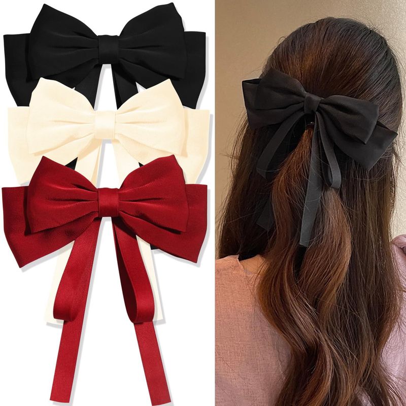 Forcina per capelli Super Fairy Pure Color con fiocco, per la parte posteriore della testa, con fermaglio a becco d'anatra, semplice, piccolo e fresco, accessorio per capelli da donna_voghion.com