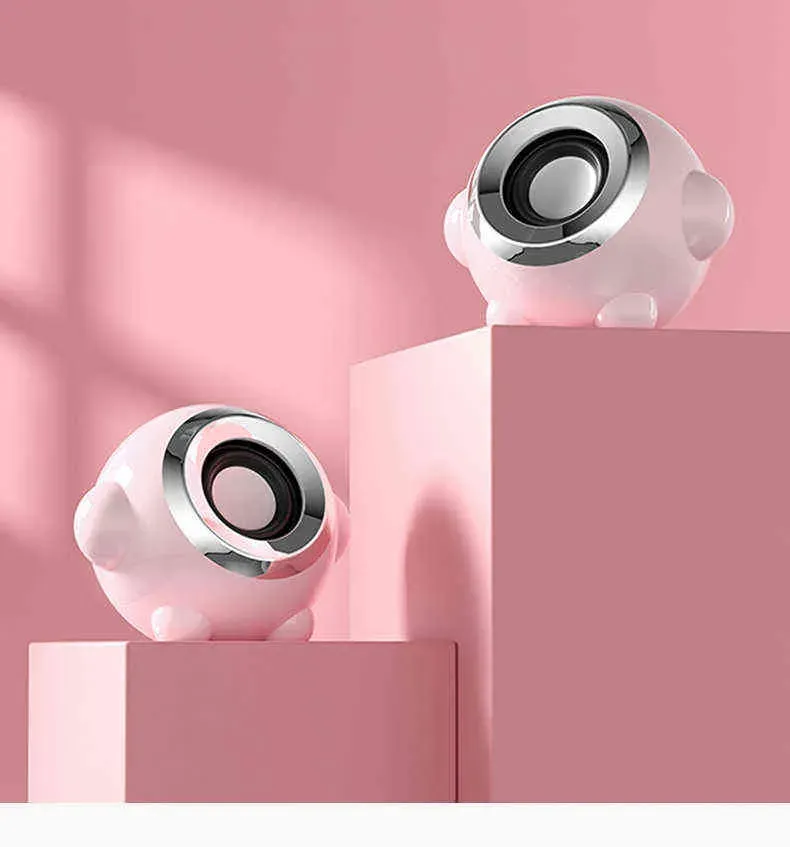 Portable Computer Speakers Desktop Home Wired Notebook Small Sound Pink Cute Active Multimedia Impact A Pair Of USB_voghion.com