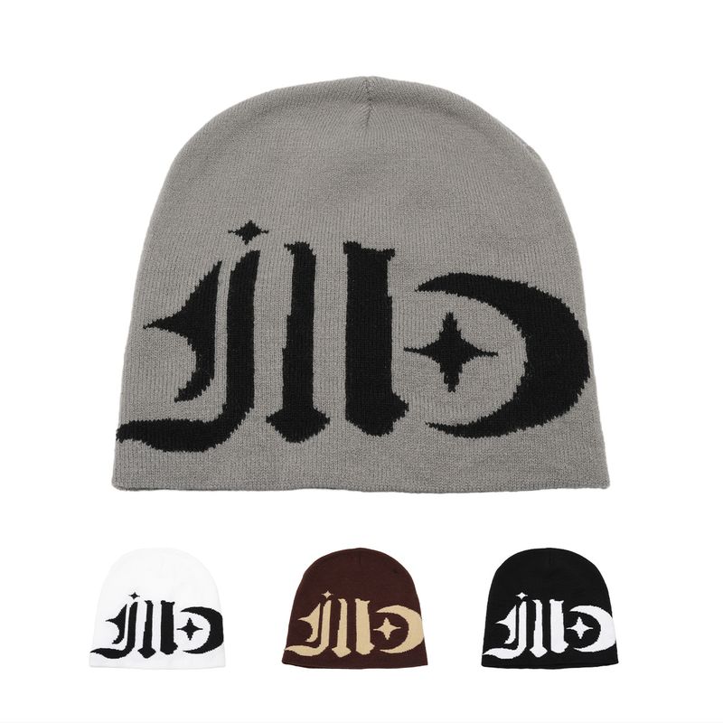 Men's Hats Hip Hop Street Autumn And Winter Letter Pattern Knitted Wool Hat For Men And Women Fashionable And Versatile Personality Warm Cold Hat_voghion.com