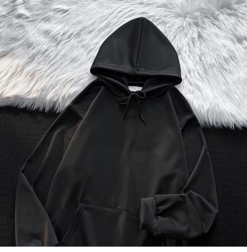 Neues einfarbiges Kapuzen-Sweatshirt für Herbst und Winter in Übergröße für Herren mit lockerer Passform im amerikanischen Stil, Fleecejacke für Studenten_voghion.com
