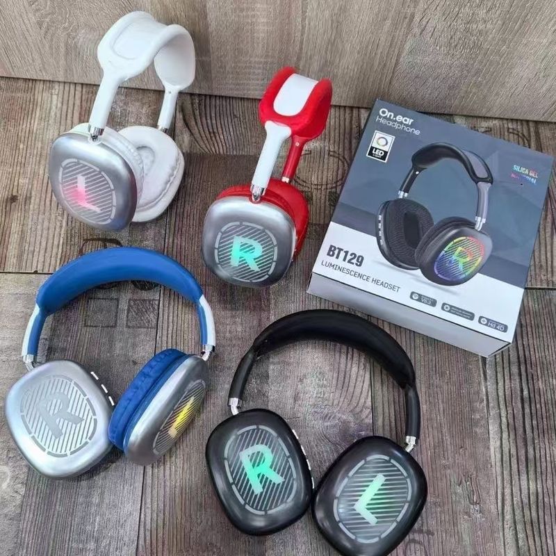 Cuffie wireless BT129 Bluetooth 5.0 con microfono e bassi luminosi per musica mobile_voghion.com