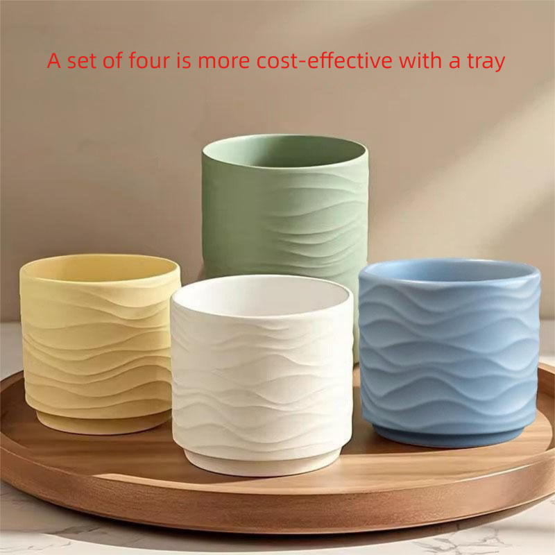 Nordic Ceramic Flower With Tray Simple Indoor Clearance Sale Large Special Price Personalized Home Green Radish_voghion.com