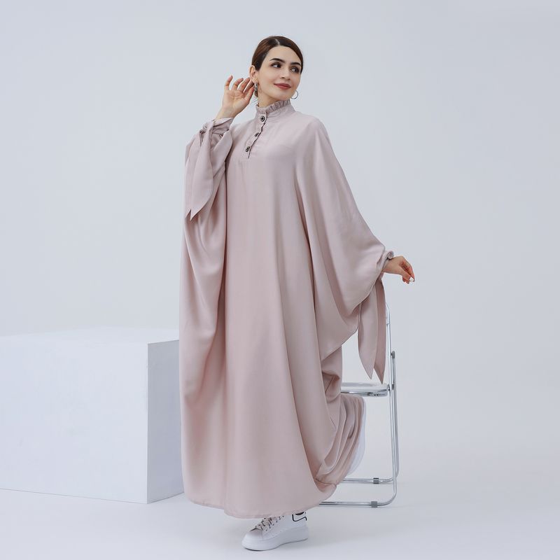 Damenbekleidung Langes Swing-Kleid in Volltonfarbe_voghion.com