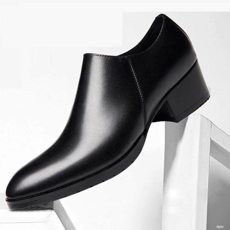 Suitable For All Seasons Genuine Leather Formal Top Layer Cowhide Non-Slip Height Increasing Korean Style Derby Dress Men's Shoes Guangzhou_voghion.com