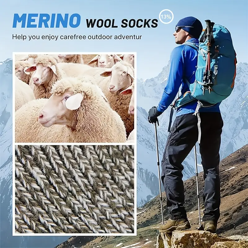 5 Puer Merinoswolle Männer, Super Déck Wandersocken fir kal Wieder_voghion.com