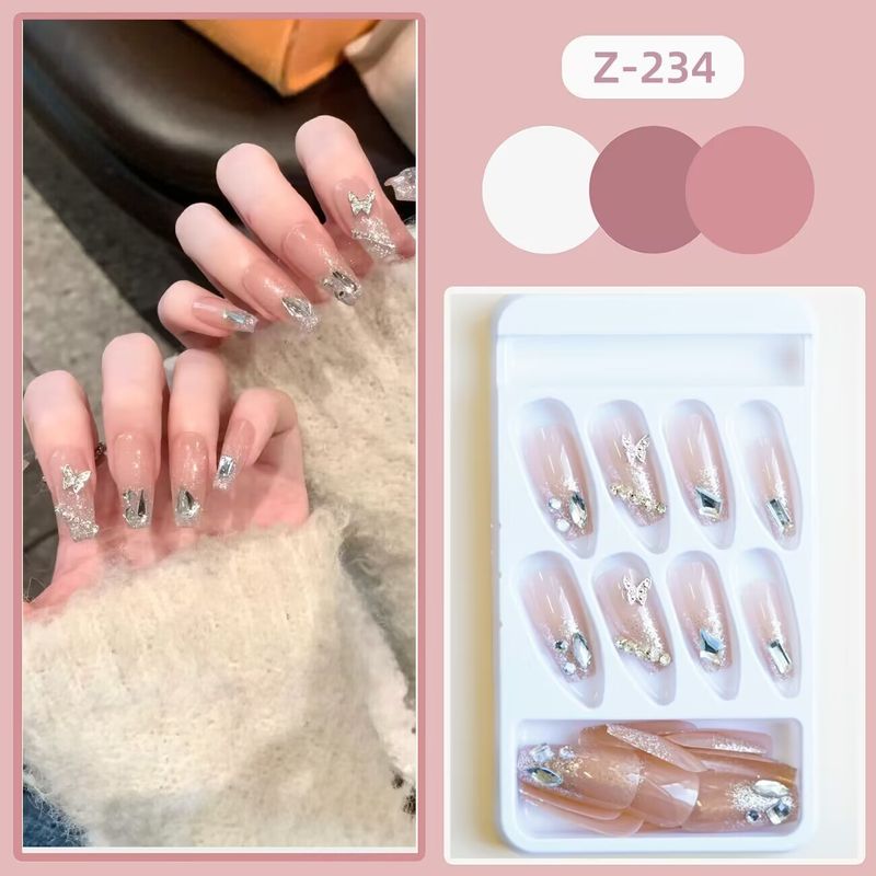 Langer und sanfter Stil, fertiger nackter Schmetterling, abnehmbarer Patch, trägt Nagel_voghion.com