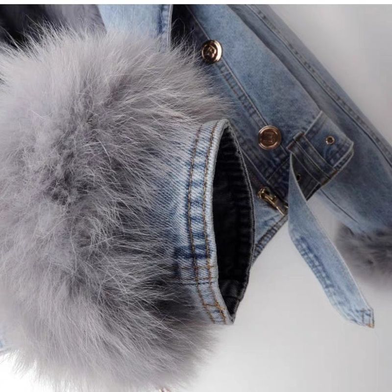 Ruházat Fox Rabbit Fur er Denim női rövid felső parti dzseki_voghion.com