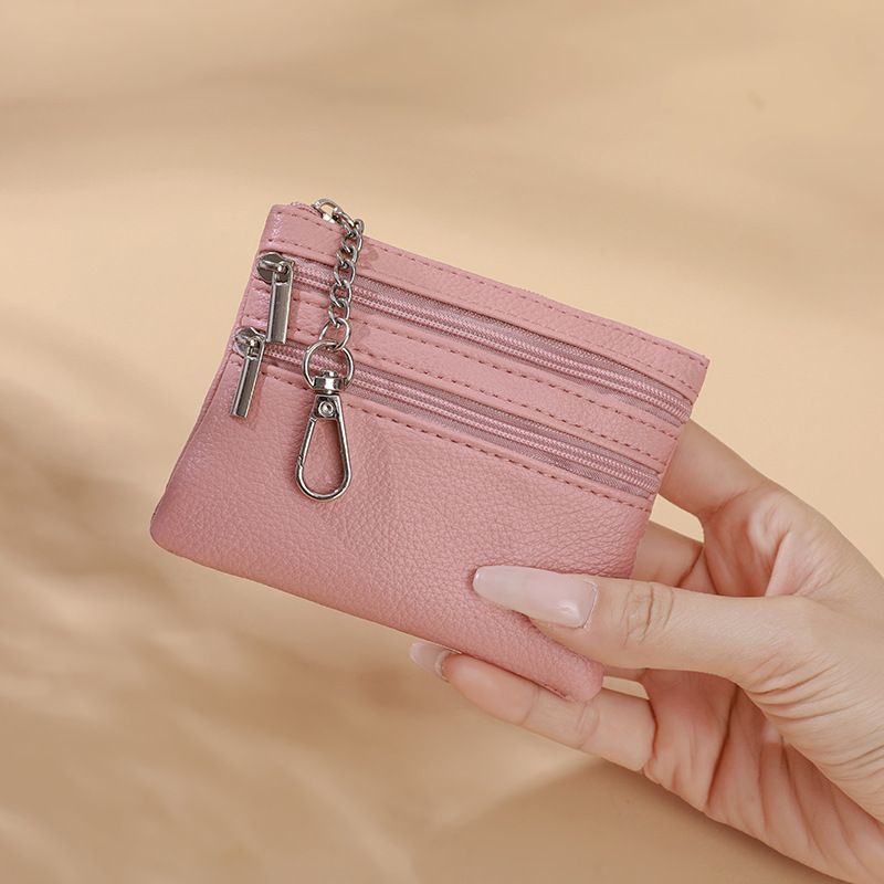 Nuovo stile 2024, portamonete multitasche con cerniera e motivo a litchi, borsa porta carte da donna appendibile_voghion.com