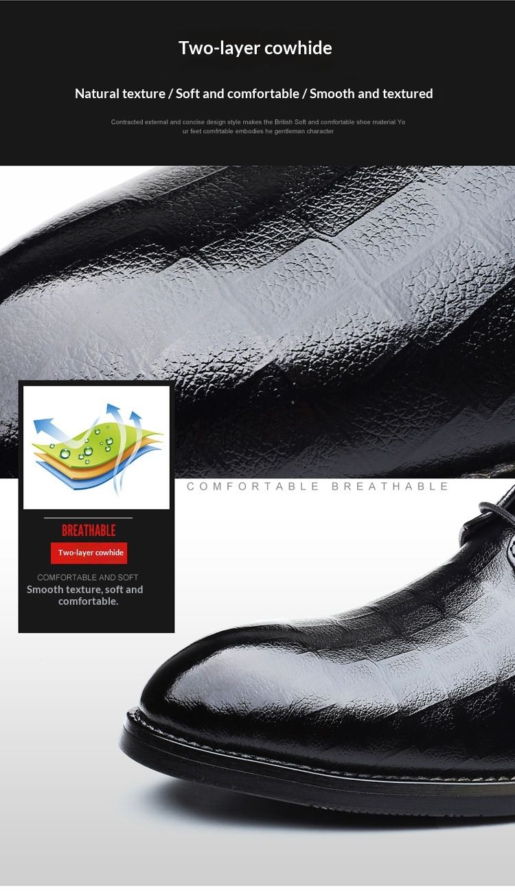 Glide Herren Business-Casual-Schnürschuhe aus echtem Leder mit spitzer Zehenpartie, ideal für Büro, Trauzeugen, Hochzeiten und mehr. Bequem und komfortabel._voghion.com