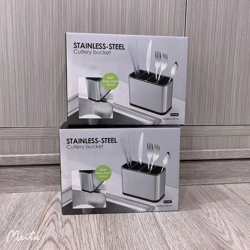 Portaposate in acciaio inossidabile per stoviglie domestiche, scolapiatti, portaoggetti per cucchiai, organizer da cucina_voghion.com