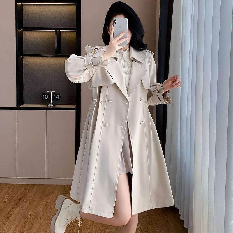 Spring And Autumn New French Style Commuter Windbreaker Women's Design Sense Long Loose Waist Jacket Coat_voghion.com
