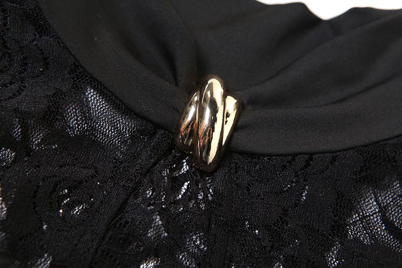 Abito lungo a righe con maniche a pois, rotondo, midi, invernale, primaverile, conveniente, con cerniera, traspirante, resistente._voghion.com