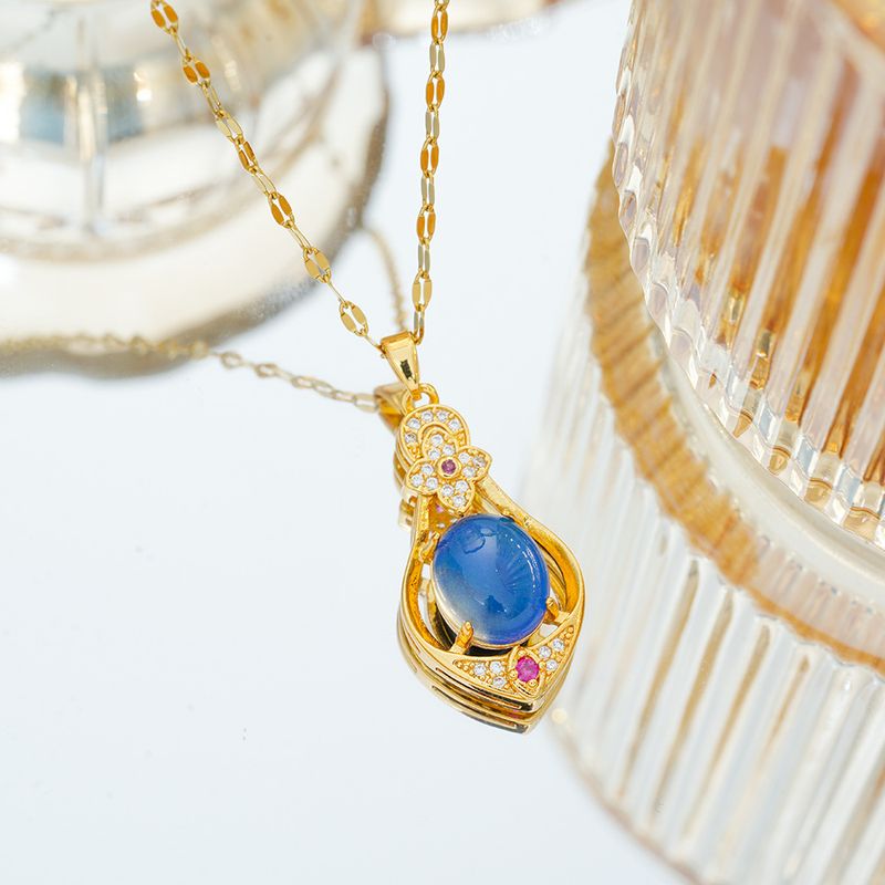 new temperature sensitive stone color colorful gem necklace female niche high sense clavicle chain_voghion.com