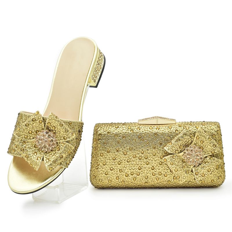 Diamant flache Damen Hausschuhe Strass Handtasche Hot Diamant Tasche flach Plus Größe Schuhe und Tasche Set_voghion.com