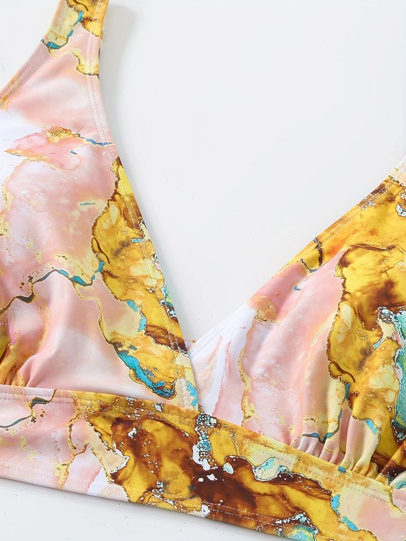 Women's High-Waisted Bikini Set - Floral Print Push-Up Swimsuit With Adjustable Straps & Tummy Control (Sexy & Supportive)_voghion.com