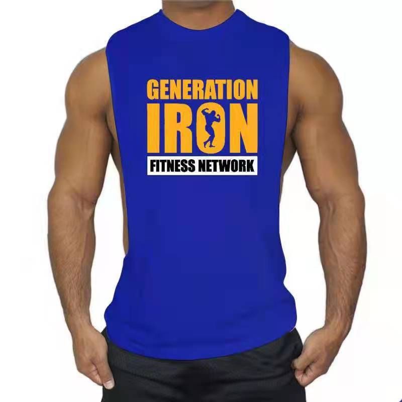 Colete fitness para homens, treinamento muscular solto, musculação, corrida, camiseta respirável e moderna, algodão sem mangas,_voghion.com