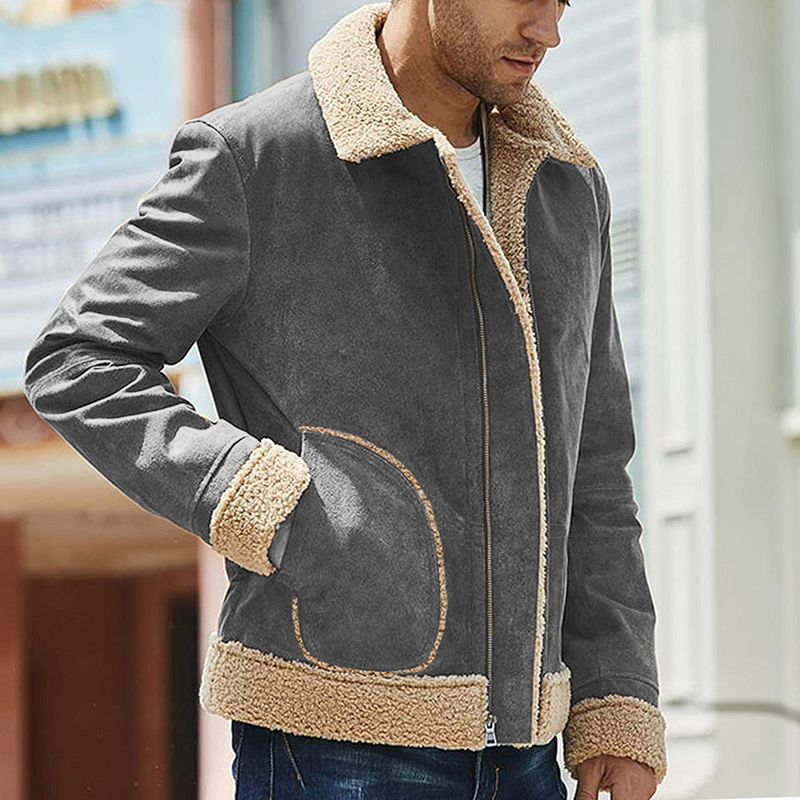 men's large size frosted velvet composite coat thick coat fur integrated_voghion.com