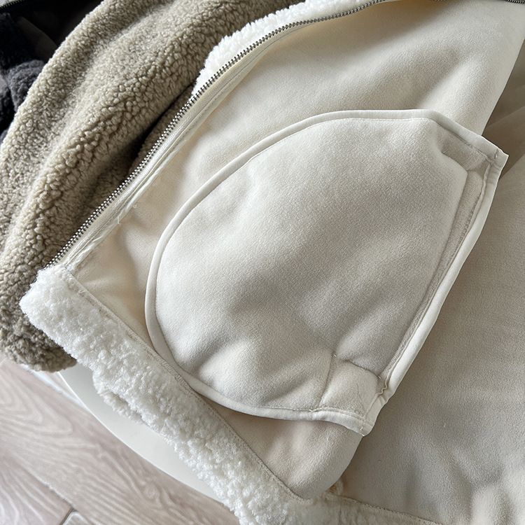 Ragazza super comoda! Cappotto in lana d'agnello pesante per donna, invernale, casual, ampio, con collo alto, foderato, monopezzo spesso_voghion.com