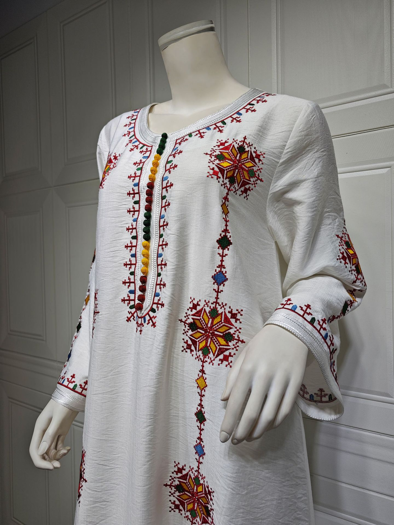 Dameskleding Middelste gewaad Geborduurd Geborduurd Abaya Jurk Lange rok Dubai_voghion.com