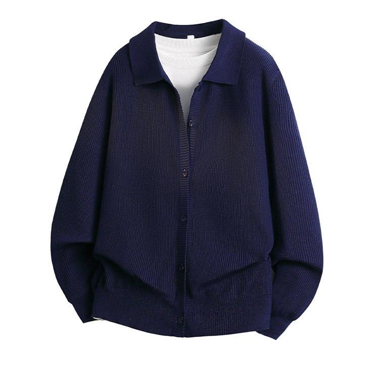 Veste-chemise en maille vert militaire pour homme, col châle – Pull décontracté oversize à manches longues (Coupe droite, Idéale pour la superposition printemps/automne, M-3XL)_voghion.com