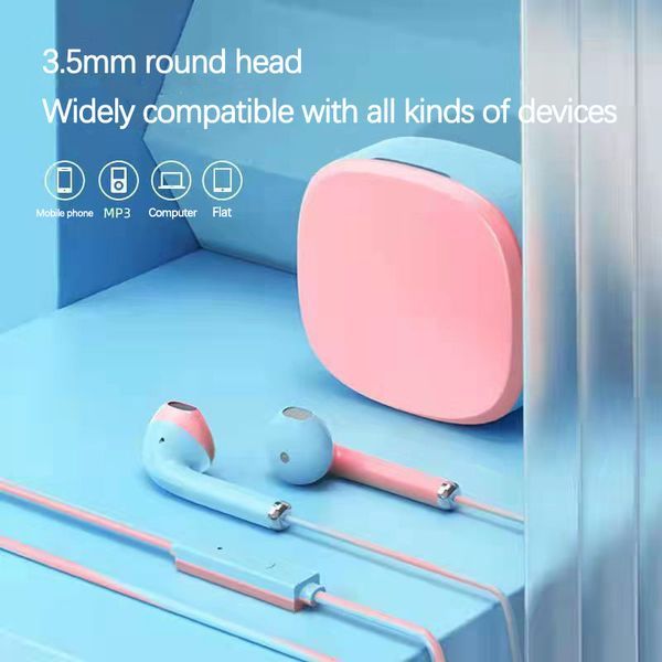 New Macaron Wire-Controlled Headset Universal In-Line In-Ear Walkman Stereo Headset Gift Headset_voghion.com
