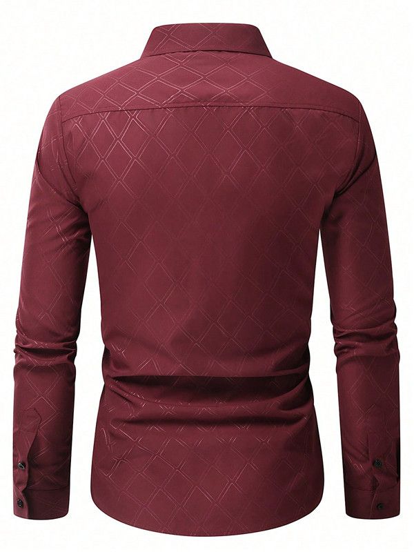 Camicia casual a quadri scuri a maniche lunghe da uomo_voghion.com