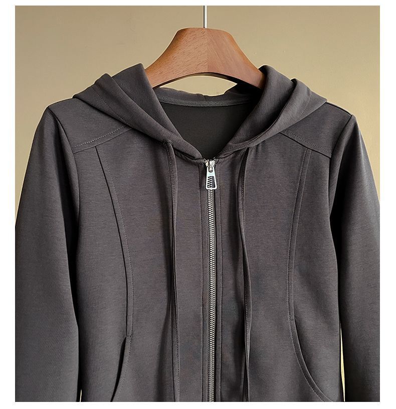 Conjunto deportivo elegante para mujer: sudadera con capucha y pantalón recto, conjunto informal y cómodo de dos piezas para uso diario._voghion.com