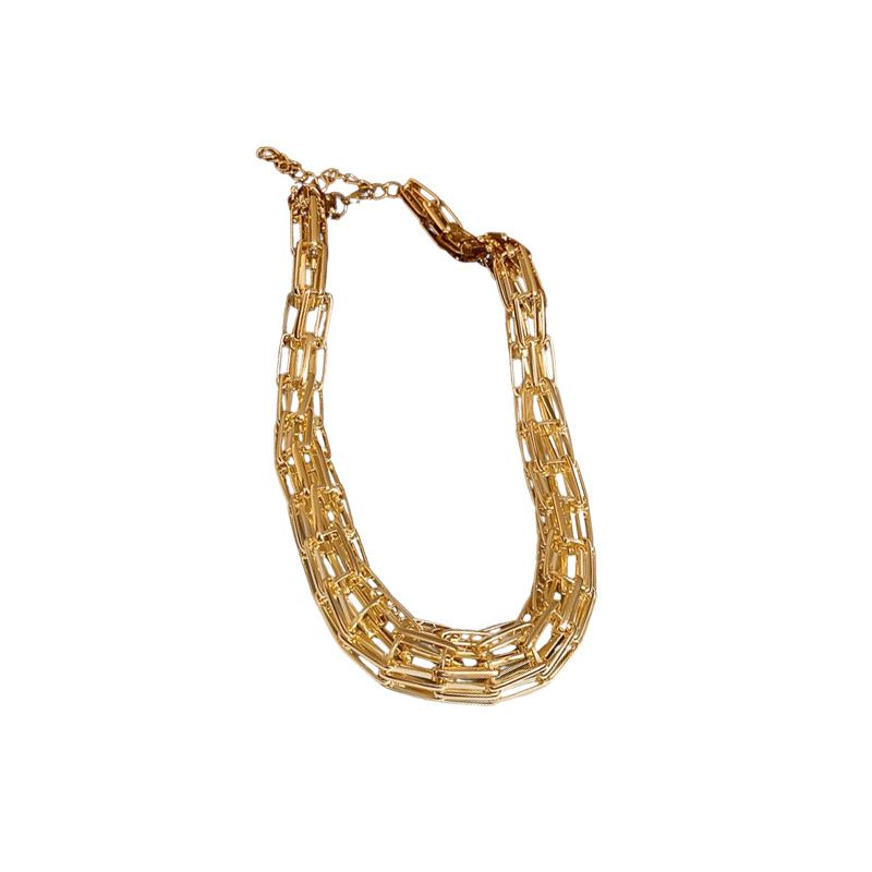 Metal Thick Exaggerated Niche Personality Design Sense Collarbone Chain Fashionable Elegant High-end Necklace_voghion.com