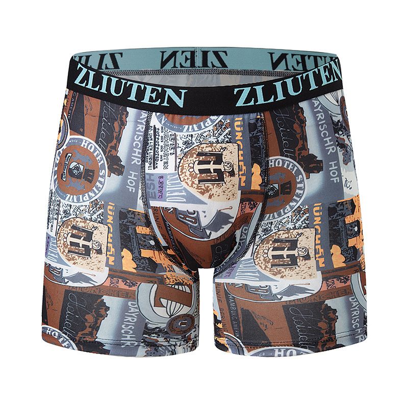 Overseas Men's Printed Cartoon Long Trendy Shorts Plus Size Youth Mid-Waist Boxer Briefs_voghion.com