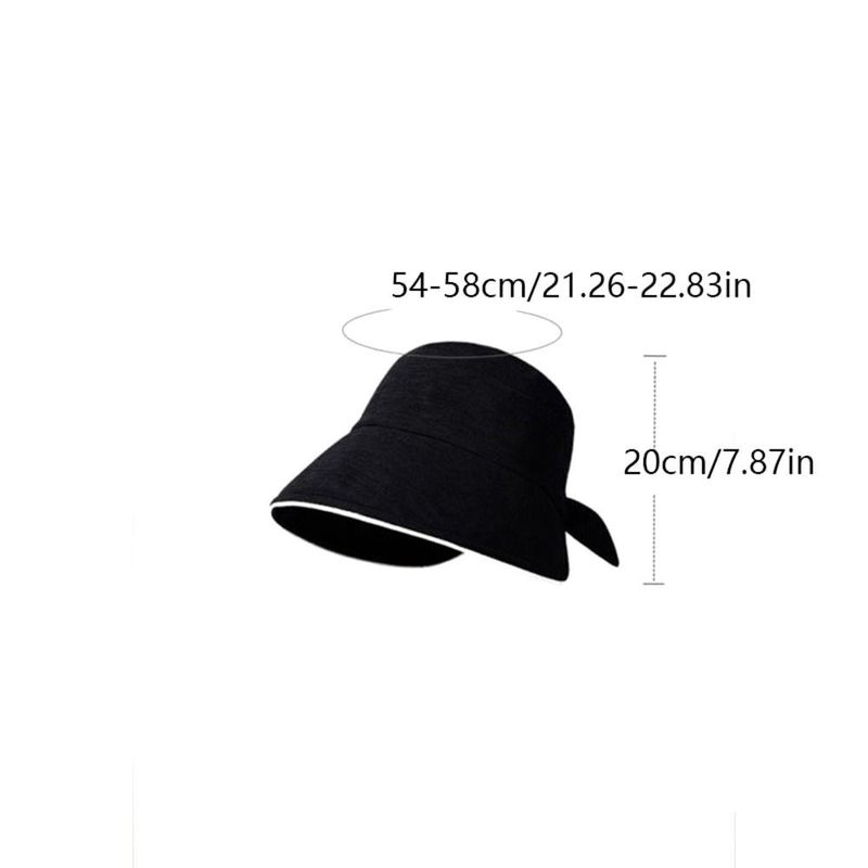 Moda Moda Pieghevole Spiaggia All'aperto Viaggio Tinta Unita Protezione UV Fiocco Sole Secchiello Donne Cappello Pescatore Cappello_voghion.com