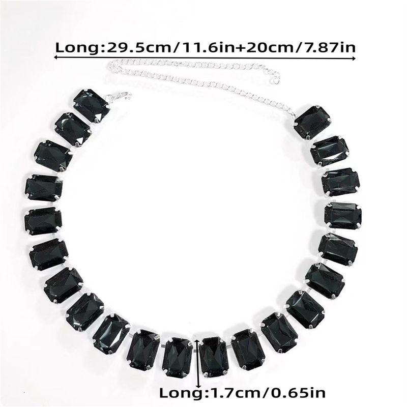 Fashion all match square crystal necklace light luxury sexy ladies clavicle chain accessories necklace_voghion.com
