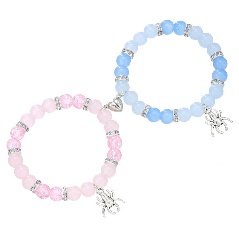 Braccialetto elastico regolabile per coppia, con perline, per le feste, con attrazione magnetica, ragno e amore, per l'amicizia_voghion.com