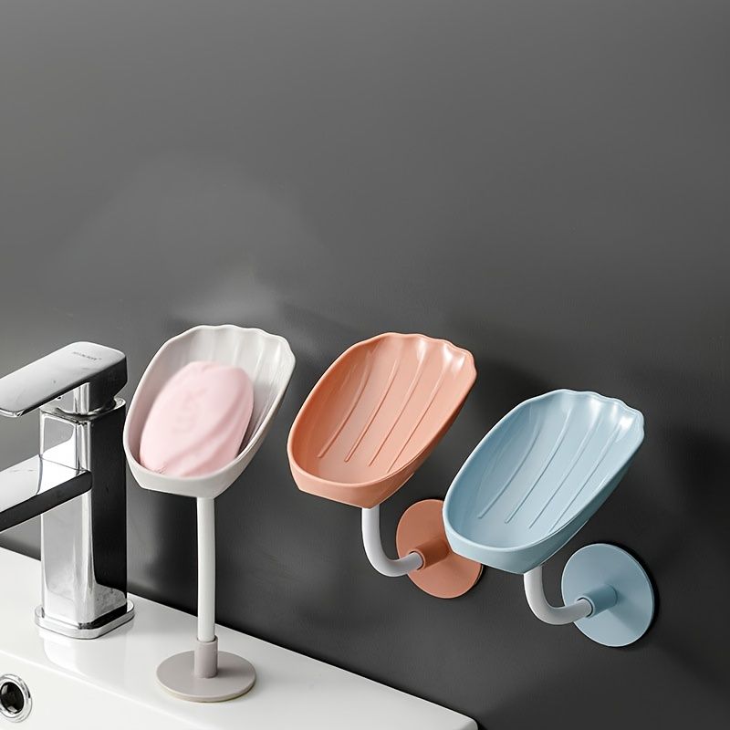 Shell-Shaped Wall Mounted Soap Holder Rust-Resistant Drain Soap Tray Easy Cleaning Bathroom Storage For Home_voghion.com