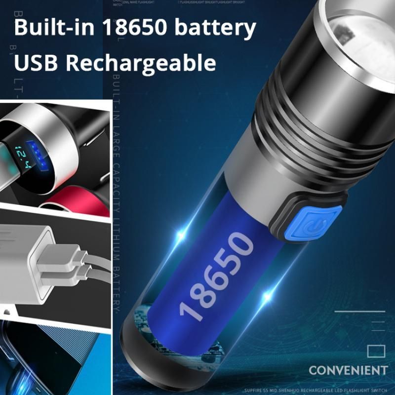 UV 395nm Flashlight Waterproof Zoomable USB Rechargeable UV Lamp for Pet Urine Black Light Inspection Ultraviolet Torchs_voghion.com
