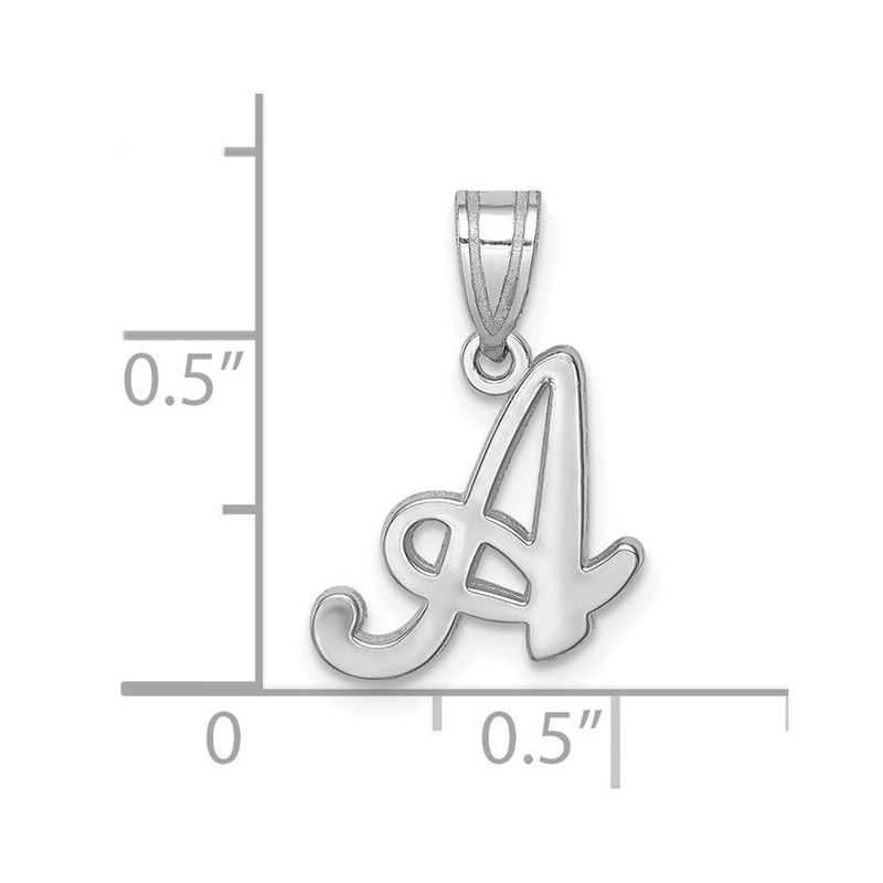 14KW White Gold Script Letter A Initial Pendant_voghion.com