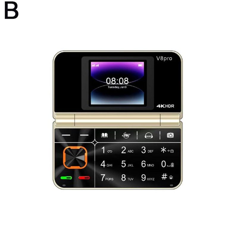 V8 PRO Flip Mobile Phone 2G GSM 1.77" Display Auto Call Recorder Speed Dial 32+64MB Memory 2SIMs Foldable Keyboard Telephone_voghion.com